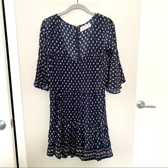 Faithfull the Brand x Anthropologie Dress Fresa Bell Sleeve Floral Print Mini 4 - Picture 2 of 9